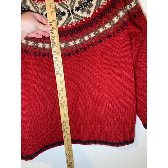 Eddie Bauer LEGEND red Fair Isle women's sweater in 100% wool Size Small heavy - Picture 10 of 10